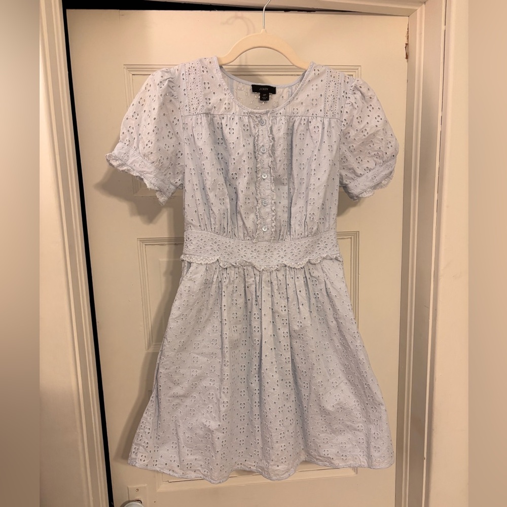 J. Crew Light Blue Eyelet Mini Dress